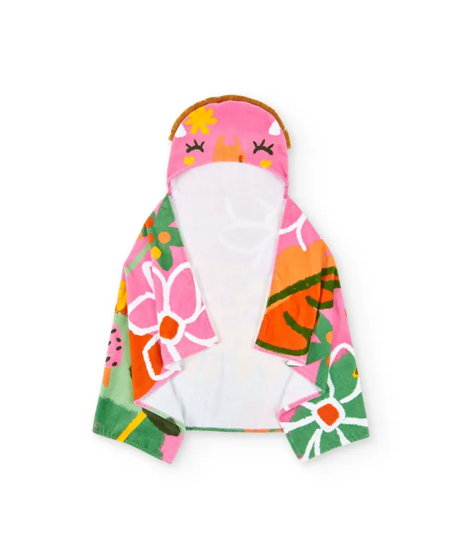 Tuc Tuc poncho mare bambina rosa con cappuccio