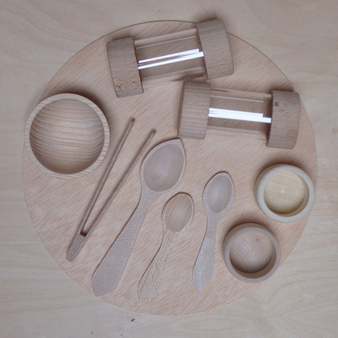 Enrosca Kit per travasi 9 pezzi con vassoio legno