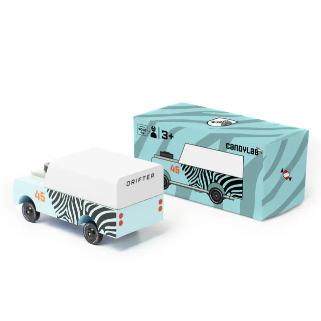 Candylab Candycar Zebra Drifter Macchinina Legno 8,9 cm