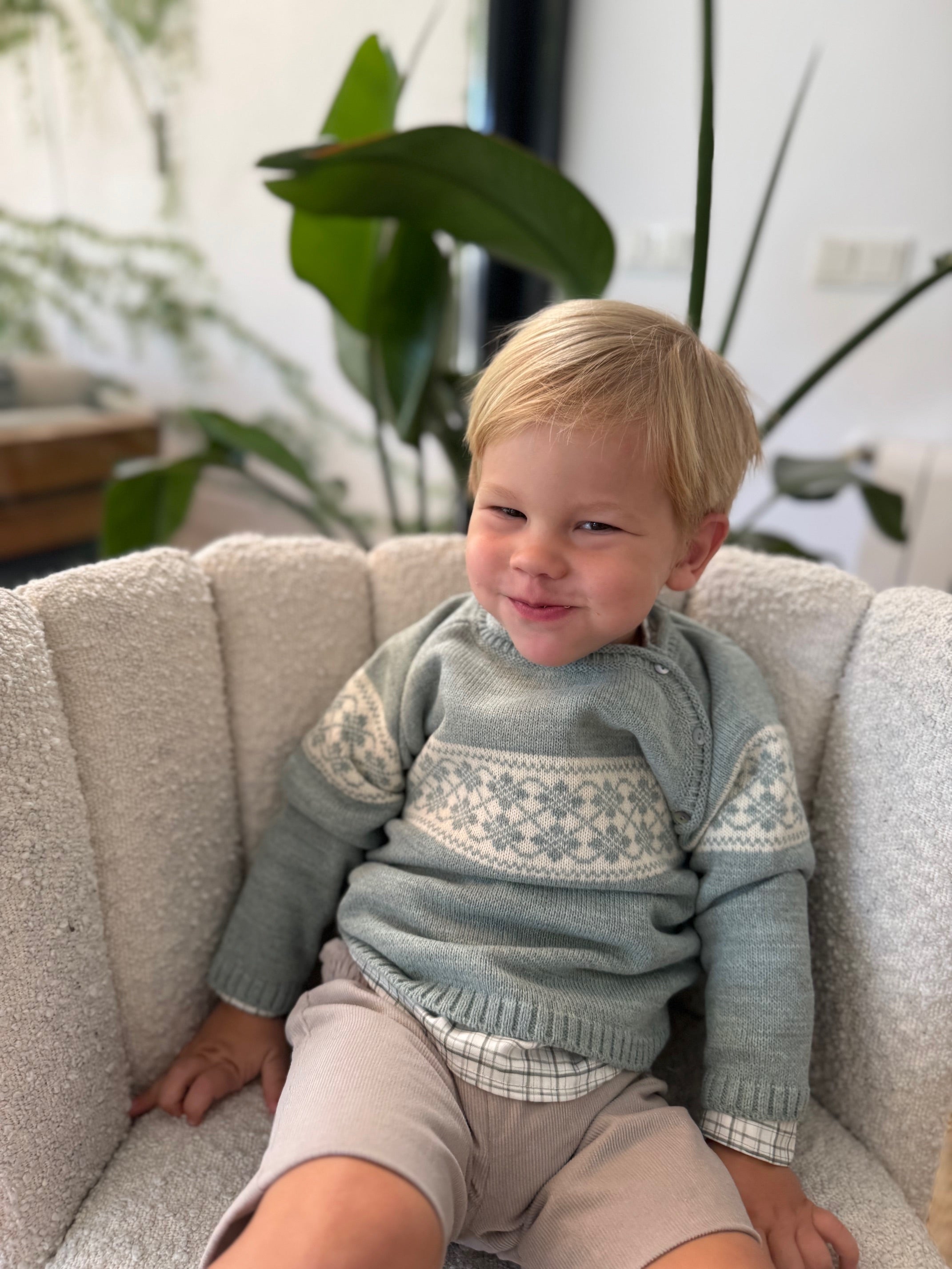 Mebi camicia a quadri bambino cotone beige verde