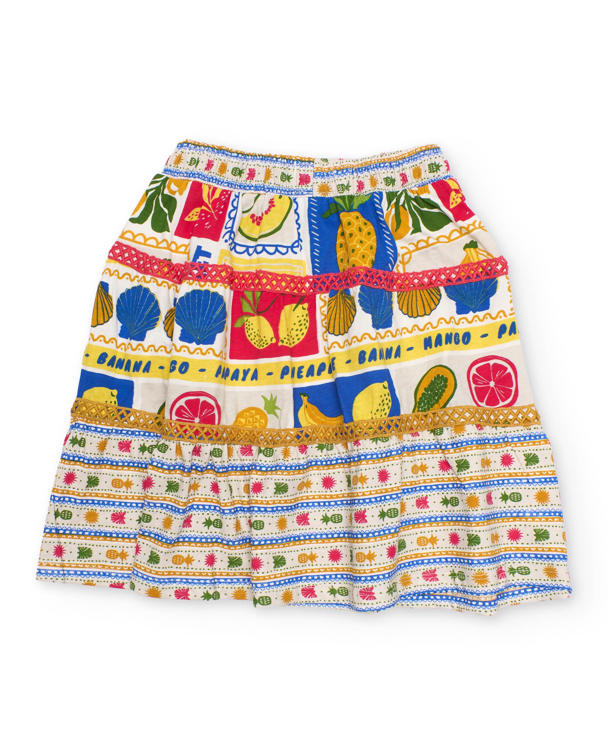 Tuc tuc gonna bambina beige stampa frutta tropicale