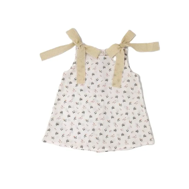 Mebi vestito fiori fiocco giallo cotone bambina