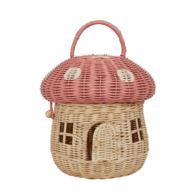 Olli Ella Mushroom Basket cestino rattan musk