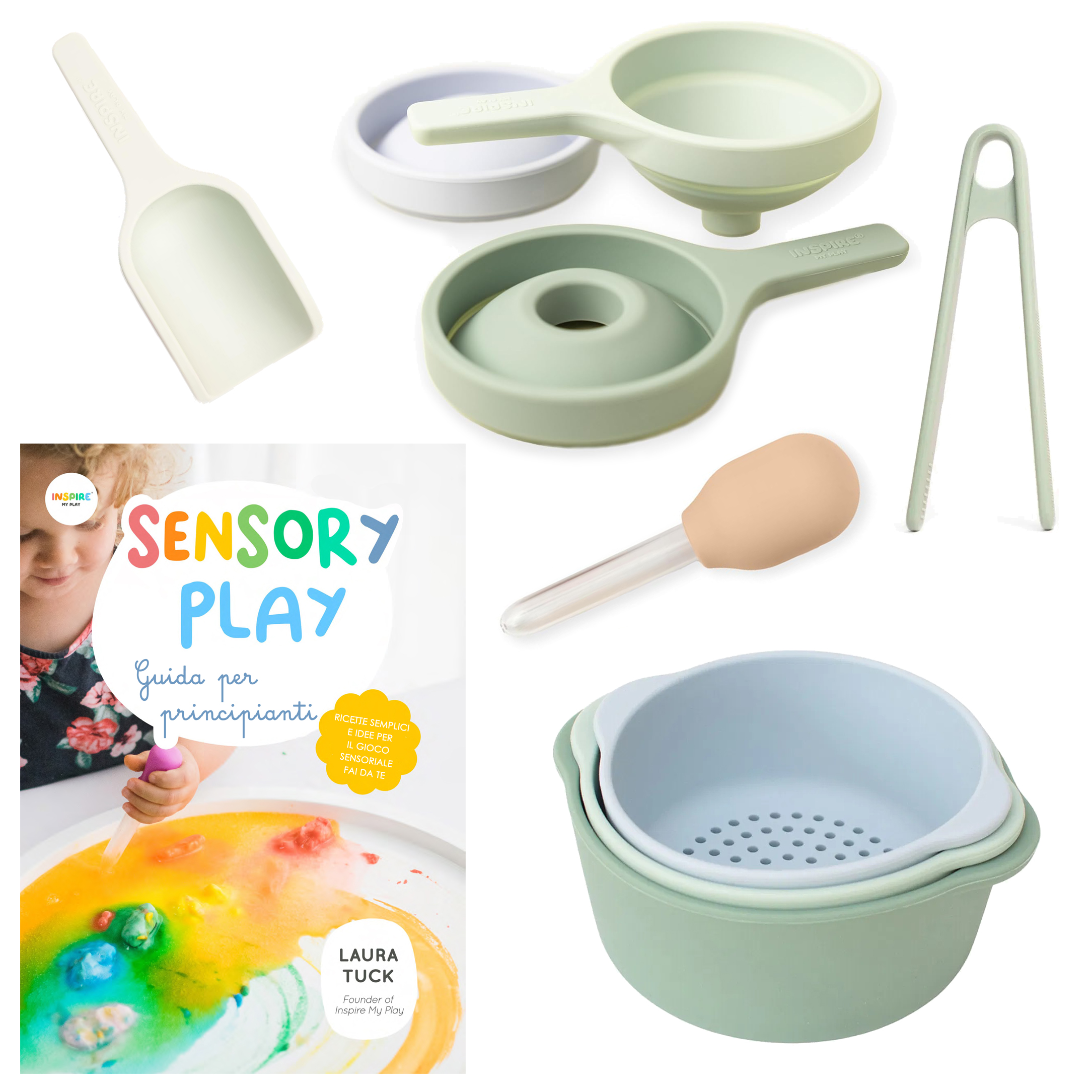 Inspire My Play travasi sensoriali silicone green 12 pezzi