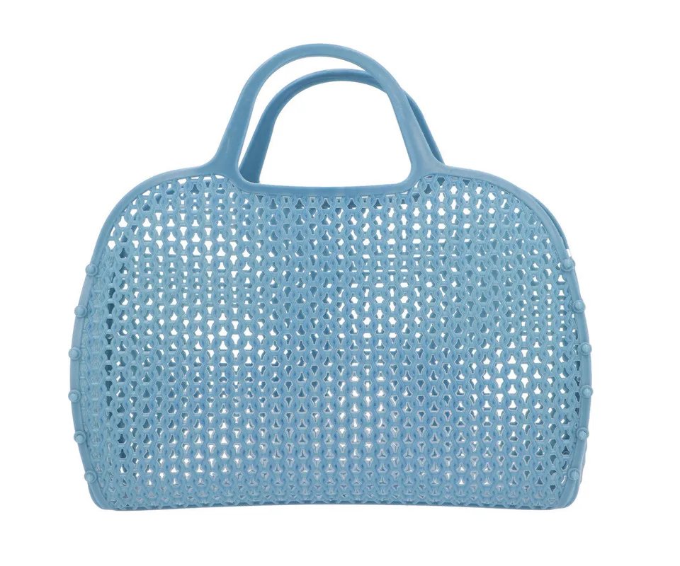 Monnëka Retro Vintage borsa spiaggia bimbo blu rete