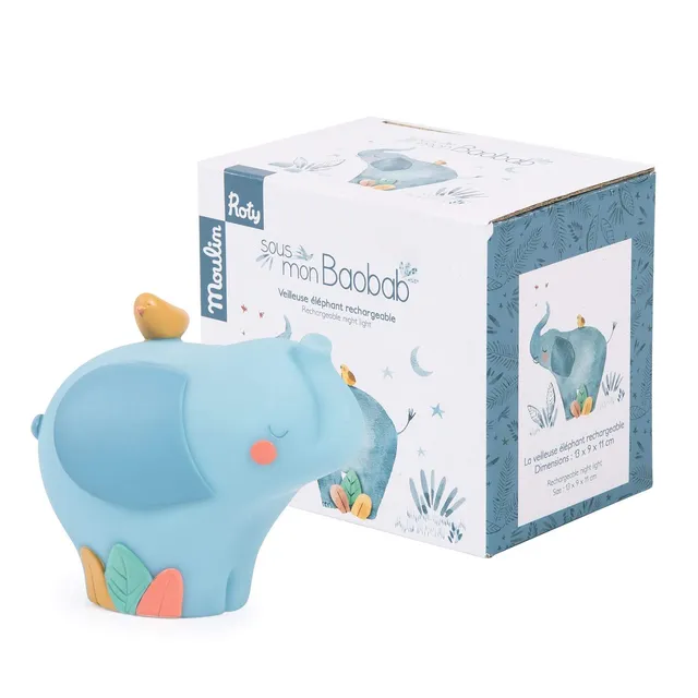 Moulin Roty Sous mon Baobab Elefante luce notturna ricaricabile