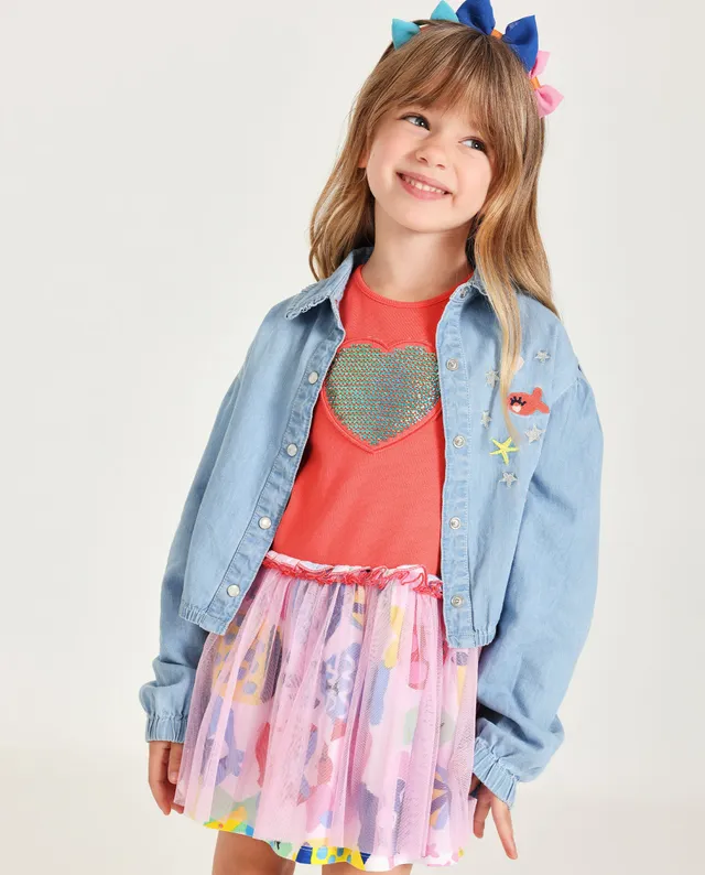 Tuc Tuc camicia bambina jeans ricamo marino