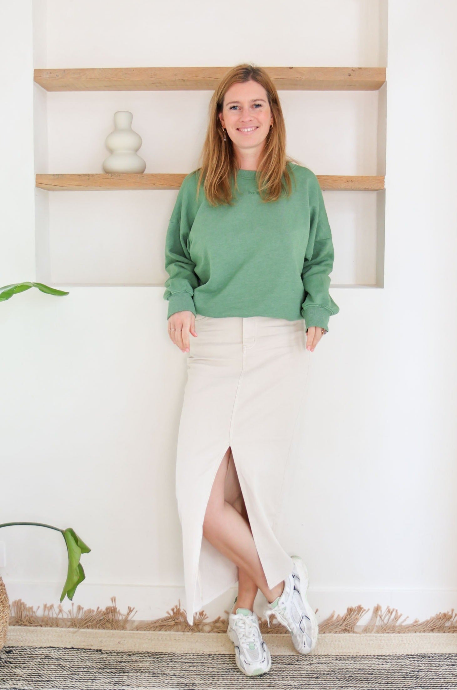 Ella and Rapha Live by the Sun felpa verde loose fit donna