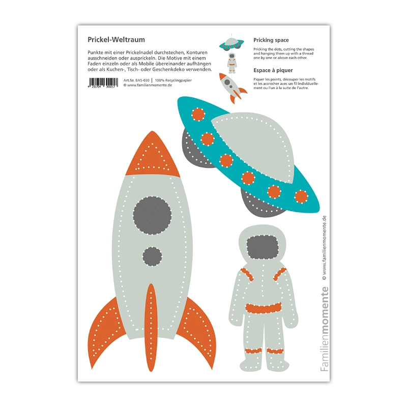 Cartolina da punzonare Spazio A5 in carta riciclata