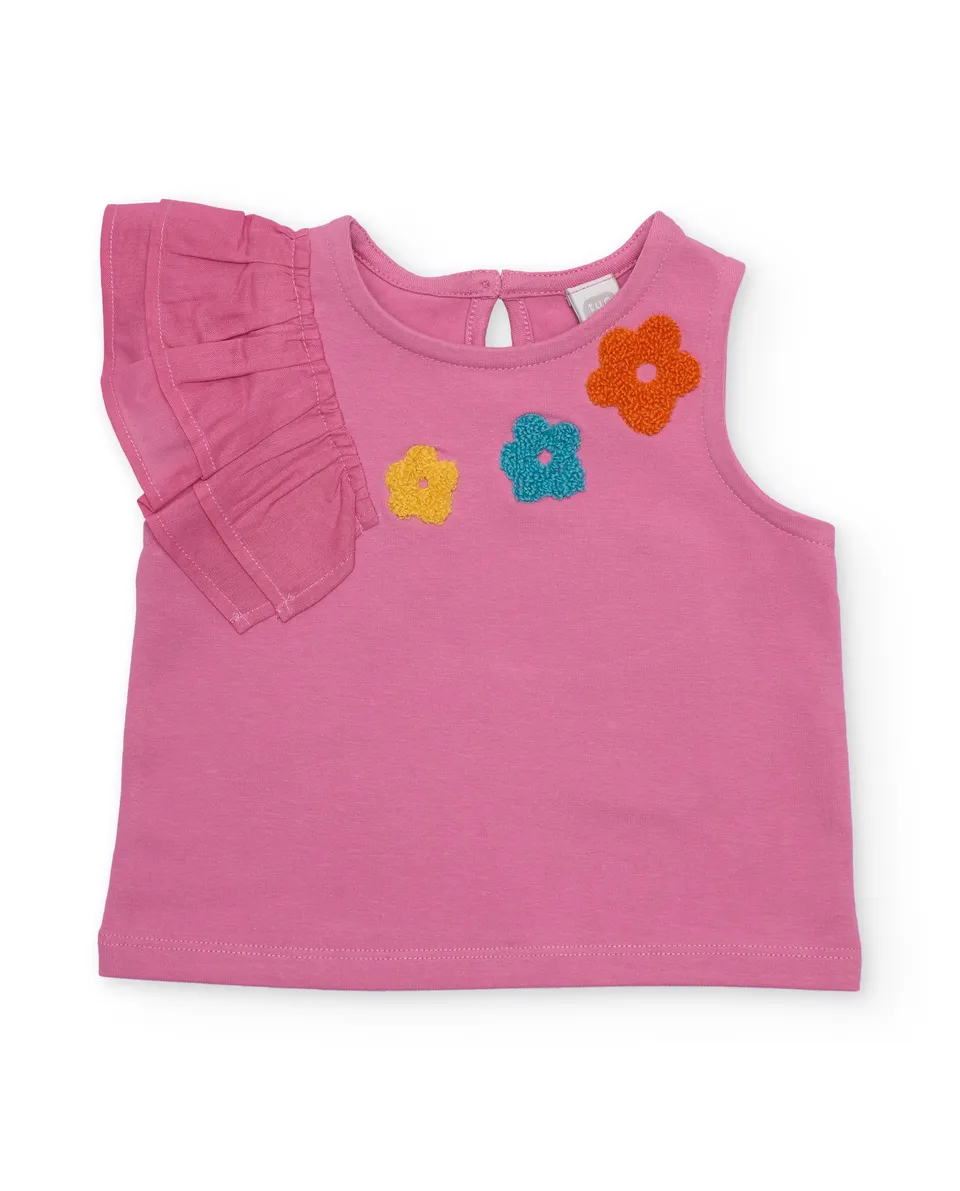 Tuc Tuc maglietta bambina volant fiori rosa