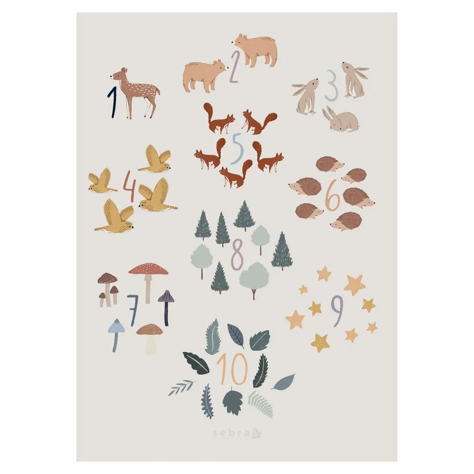 Sebra Nel bosco numeri 1-10 poster 50x70 opaco