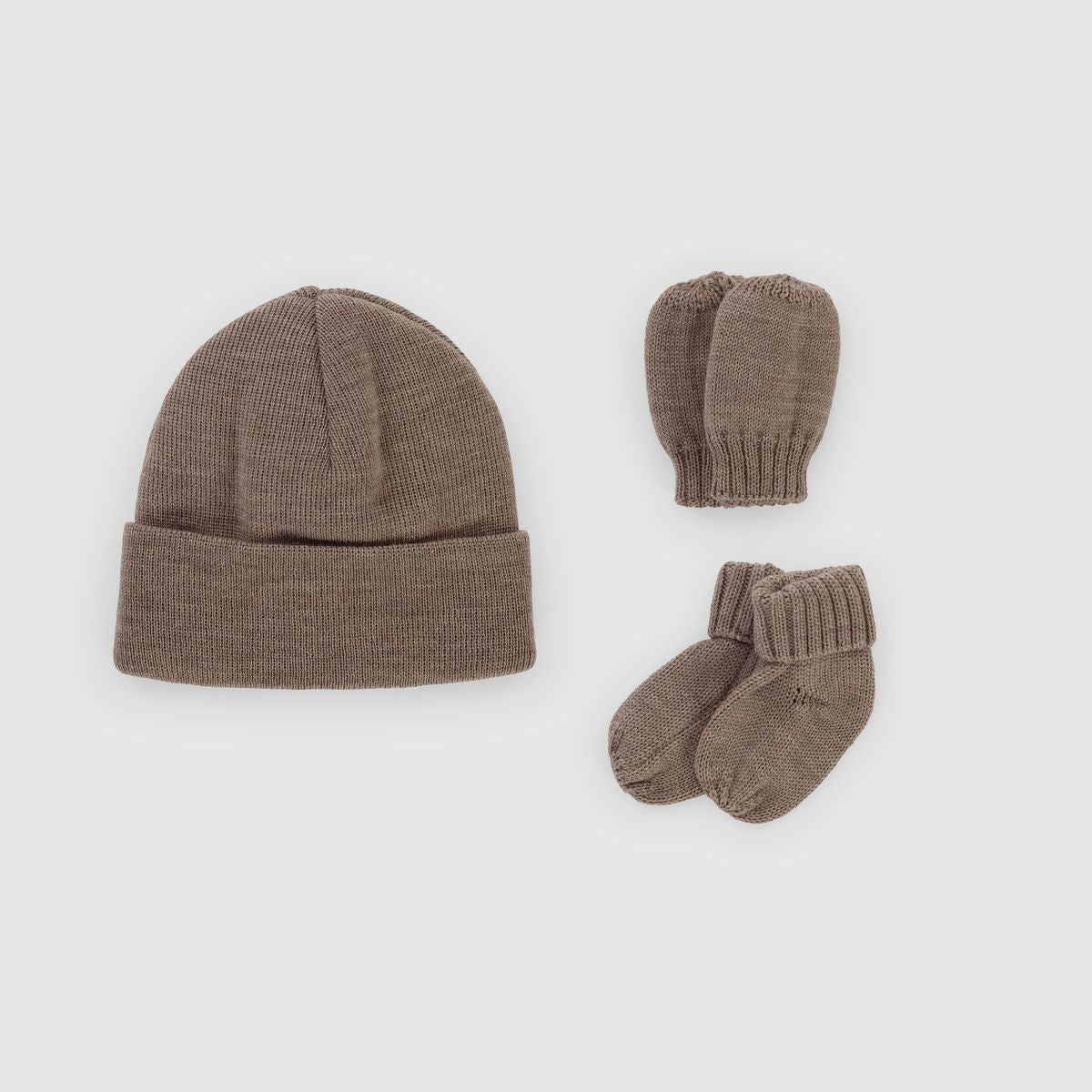 Kico Label set merino cappello muffole scarpine beige 0-6 mesi