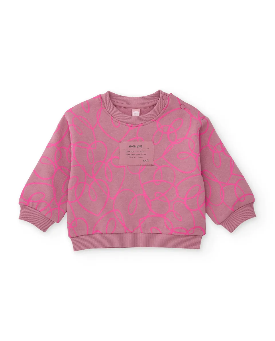 Tuc Tuc felpa bimba rosa pile stampa astratta