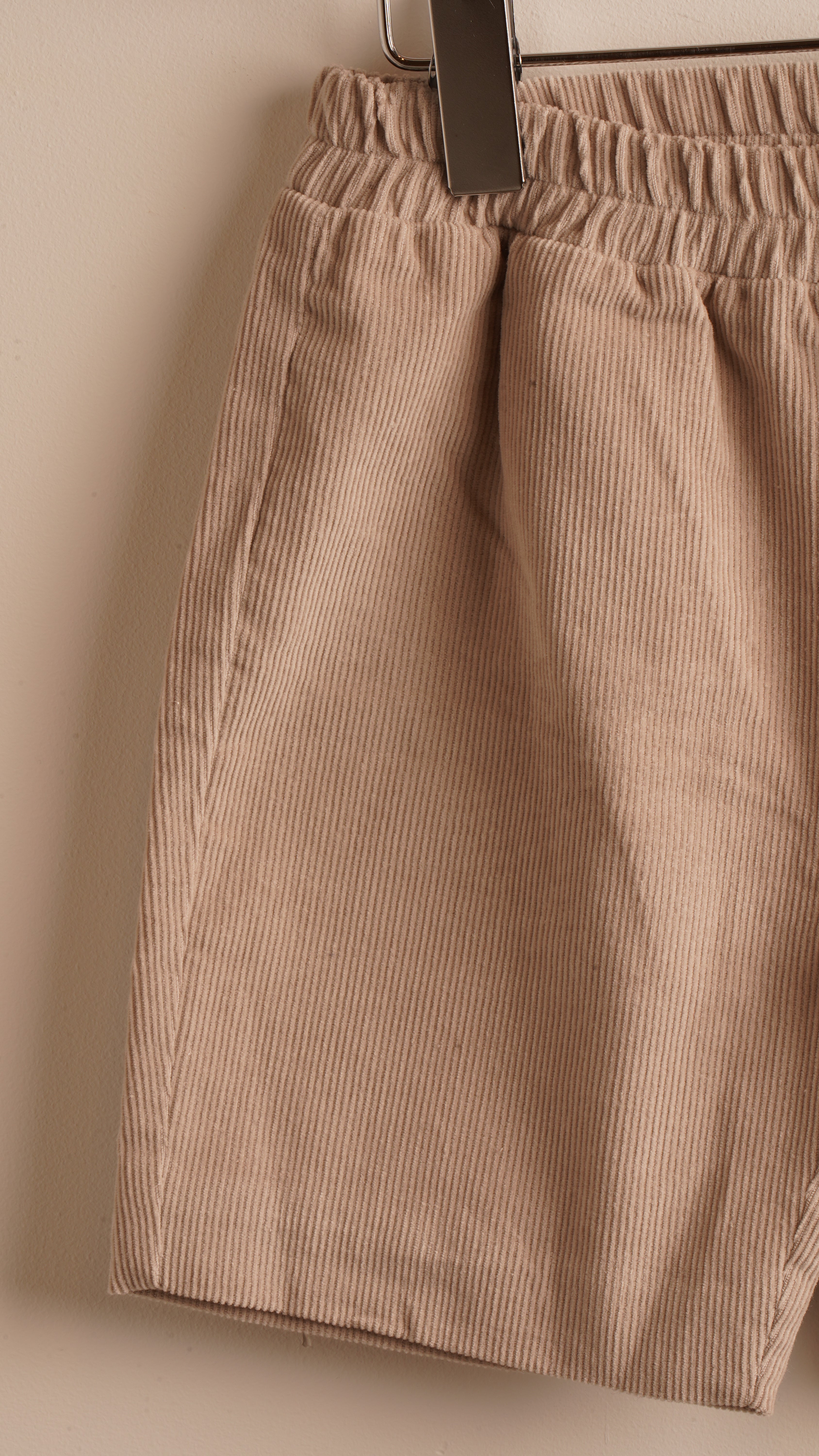 Mebi Bermuda Bimbo Velluto Beige Cotone Elastico Vita