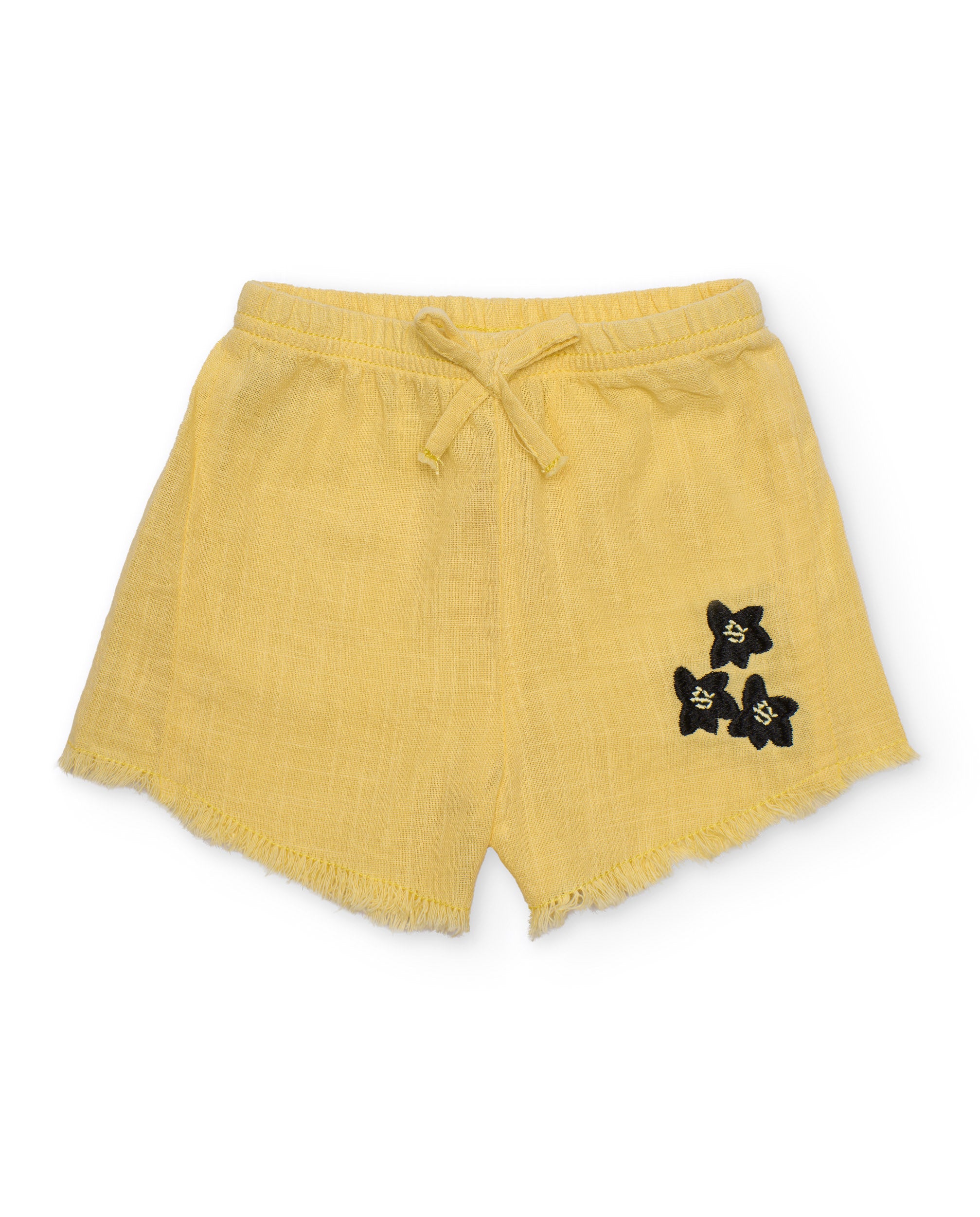 Tuc Tuc shorts bambina gialli con ricamo tessuto