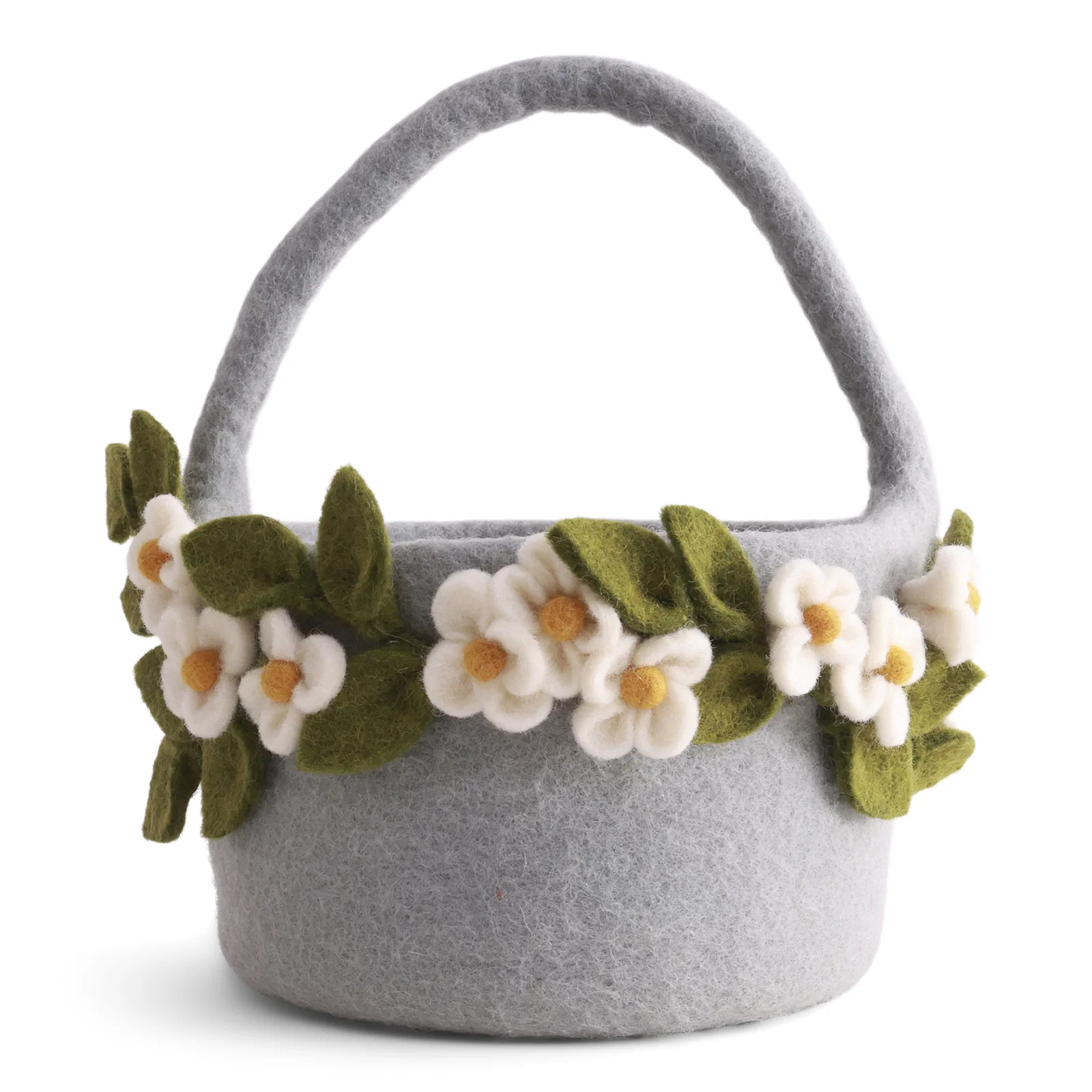 Gry & Sif Ghirlanda di fiori cestino feltro azzurro