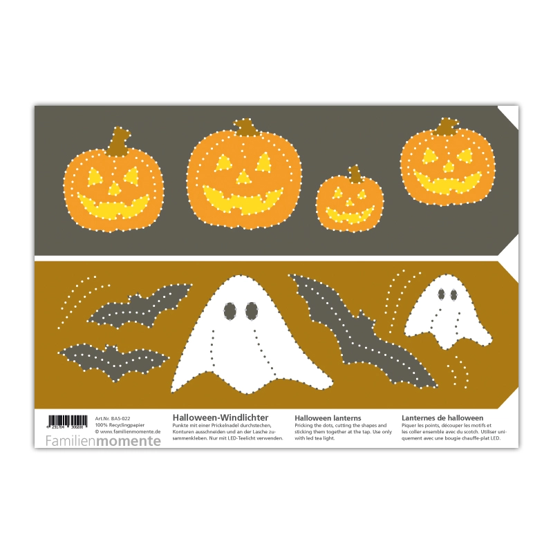 Cartolina A5 da punzonare lanterna Halloween carta riciclata