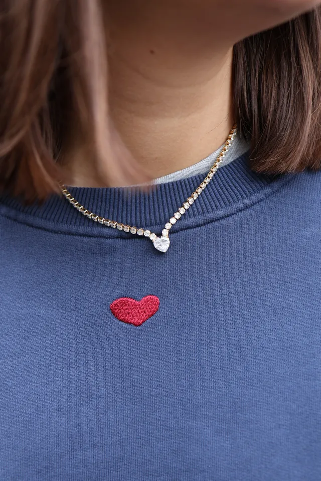 Ella and Rapha Heart felpa donna blu inchiostro loose fit
