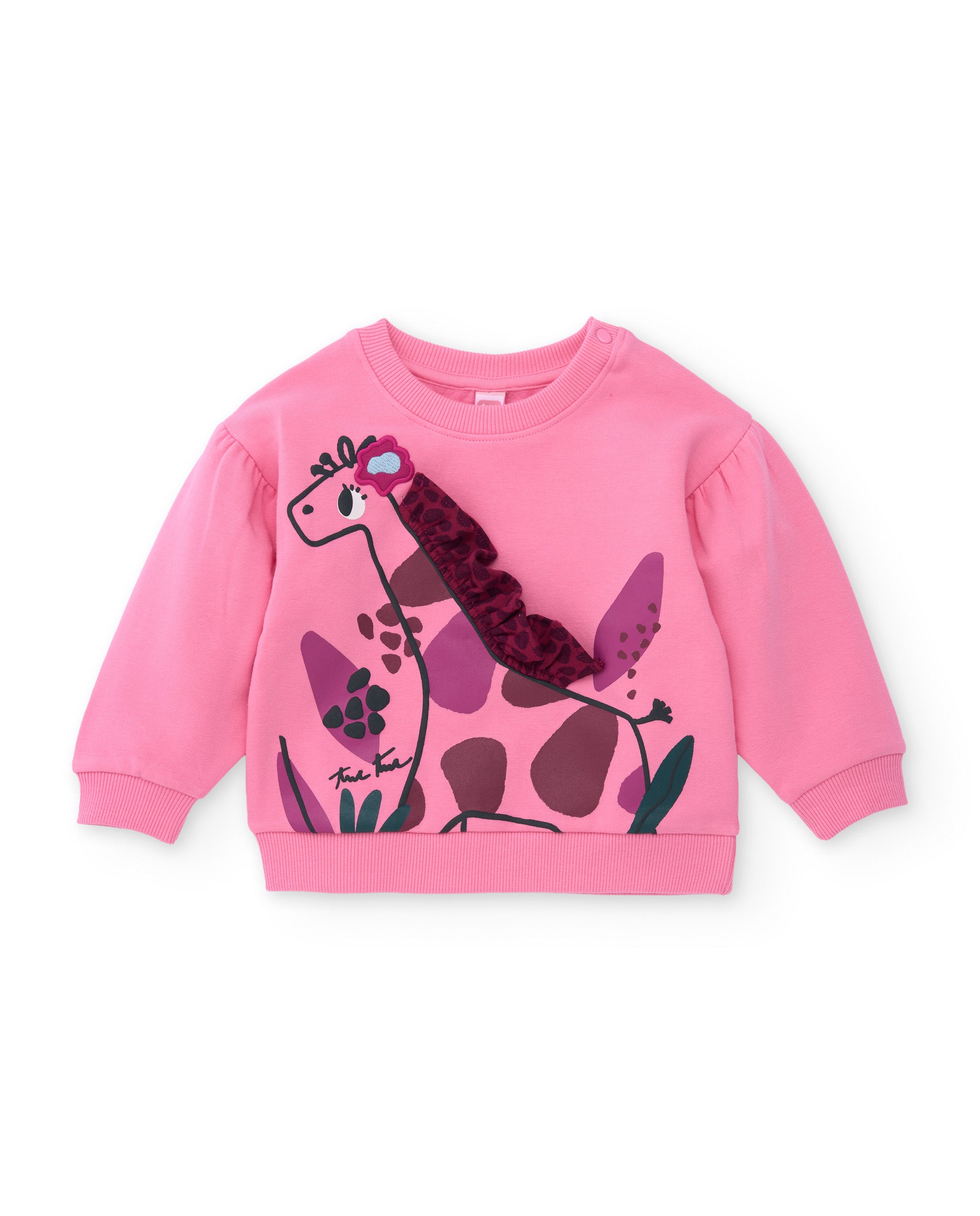 Tuc tuc felpa pile bambina rosa stampa giraffa