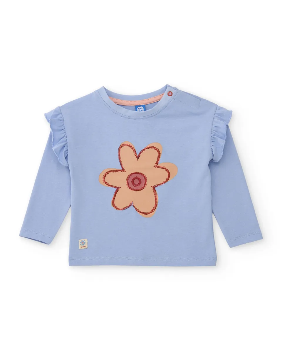 Tuc Tuc maglia bambina azzurra fiori manica lunga