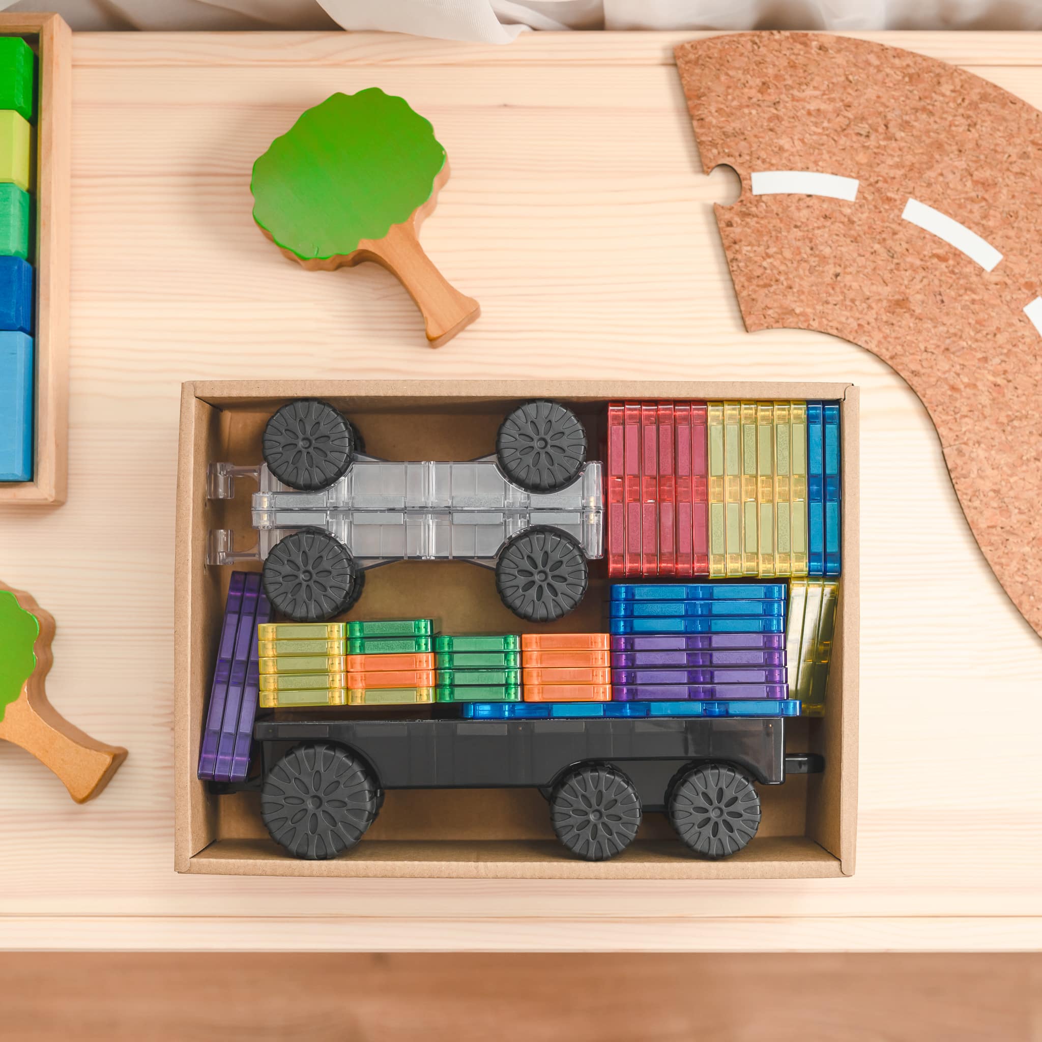 Connetix Transport Pack costruzioni magnetiche 50 pezzi con ruote