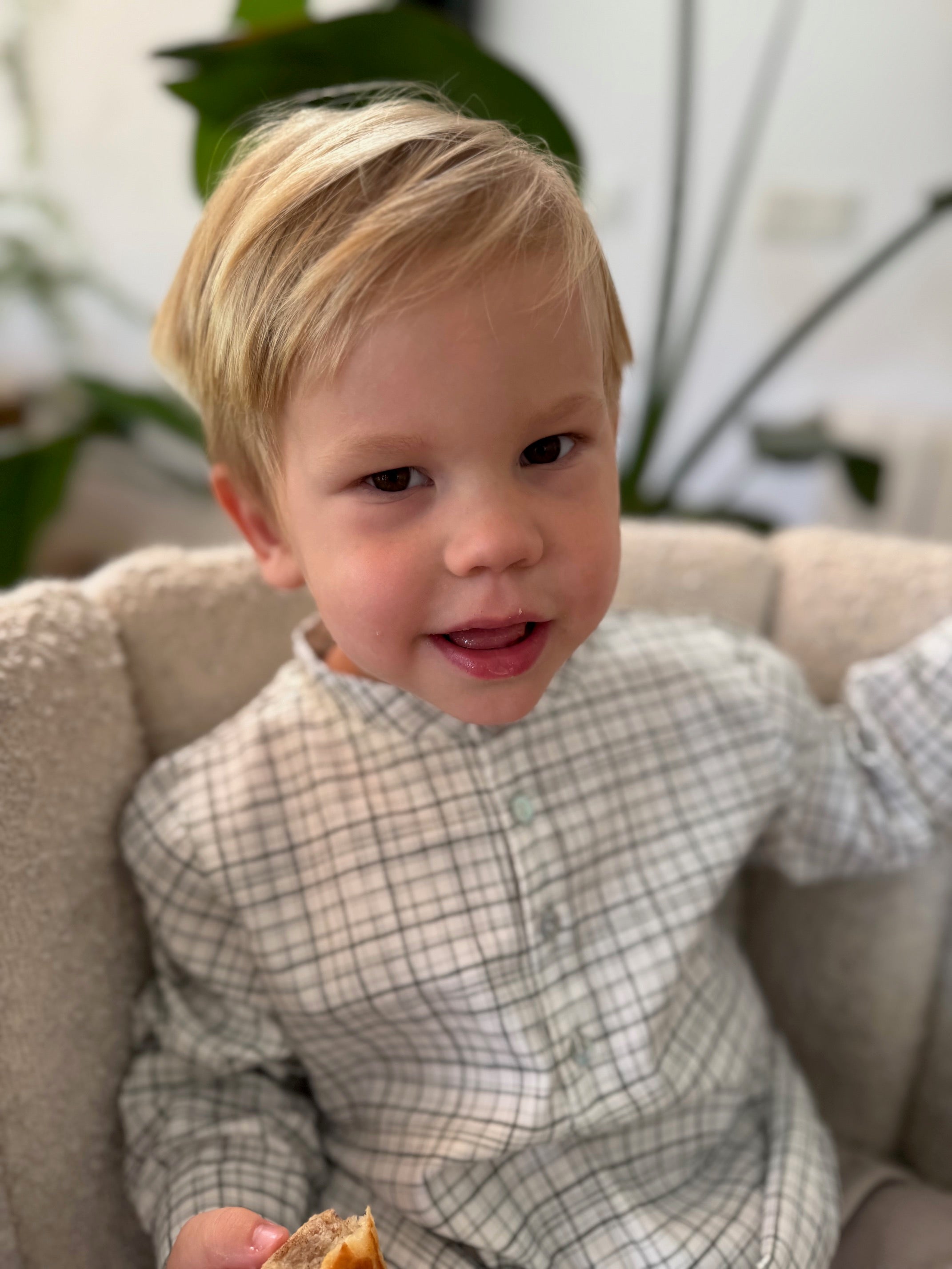 Mebi camicia a quadri bambino cotone beige verde