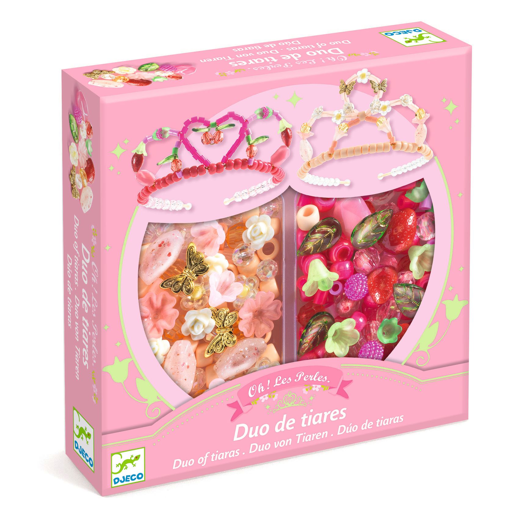Djeco Duo Tiaras Pink Kit Perline per 2 Diademi