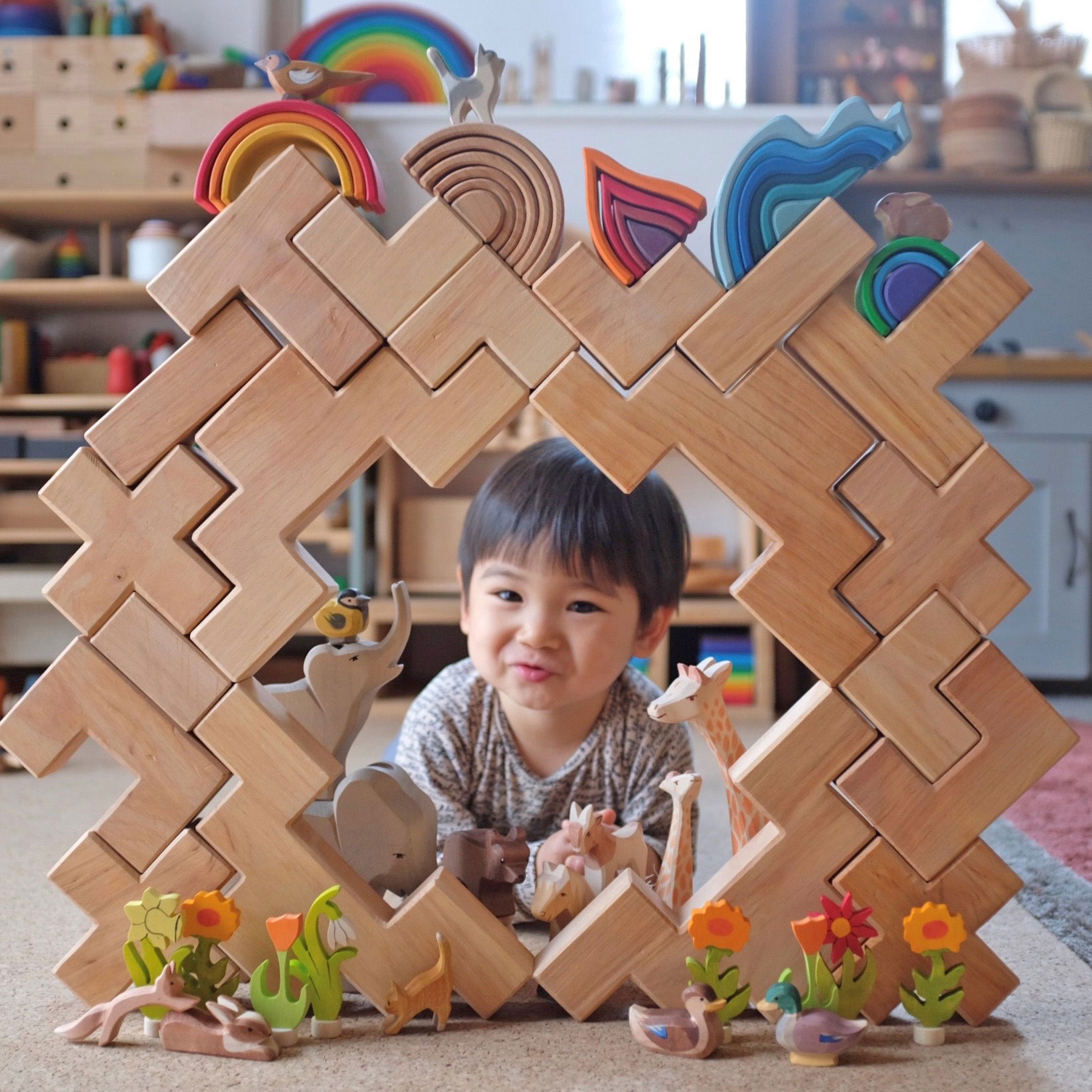 Grimm’s Stairway set costruzioni legno naturale 19 pezzi