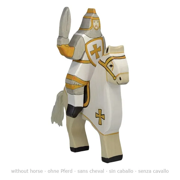 Holztiger Cavaliere torneo bianco figura in legno