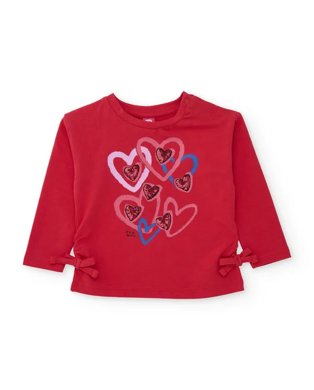 Tuc Tuc Dino Roll maglietta bambina rossa cuore paillettes