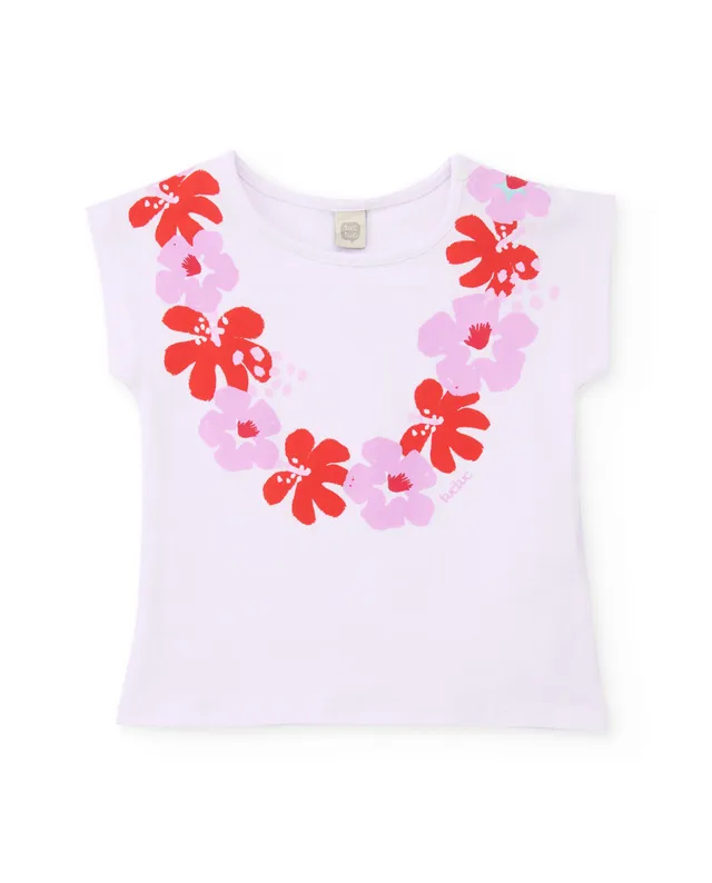 Tuc tuc maglietta bambina bianca fiori cotone