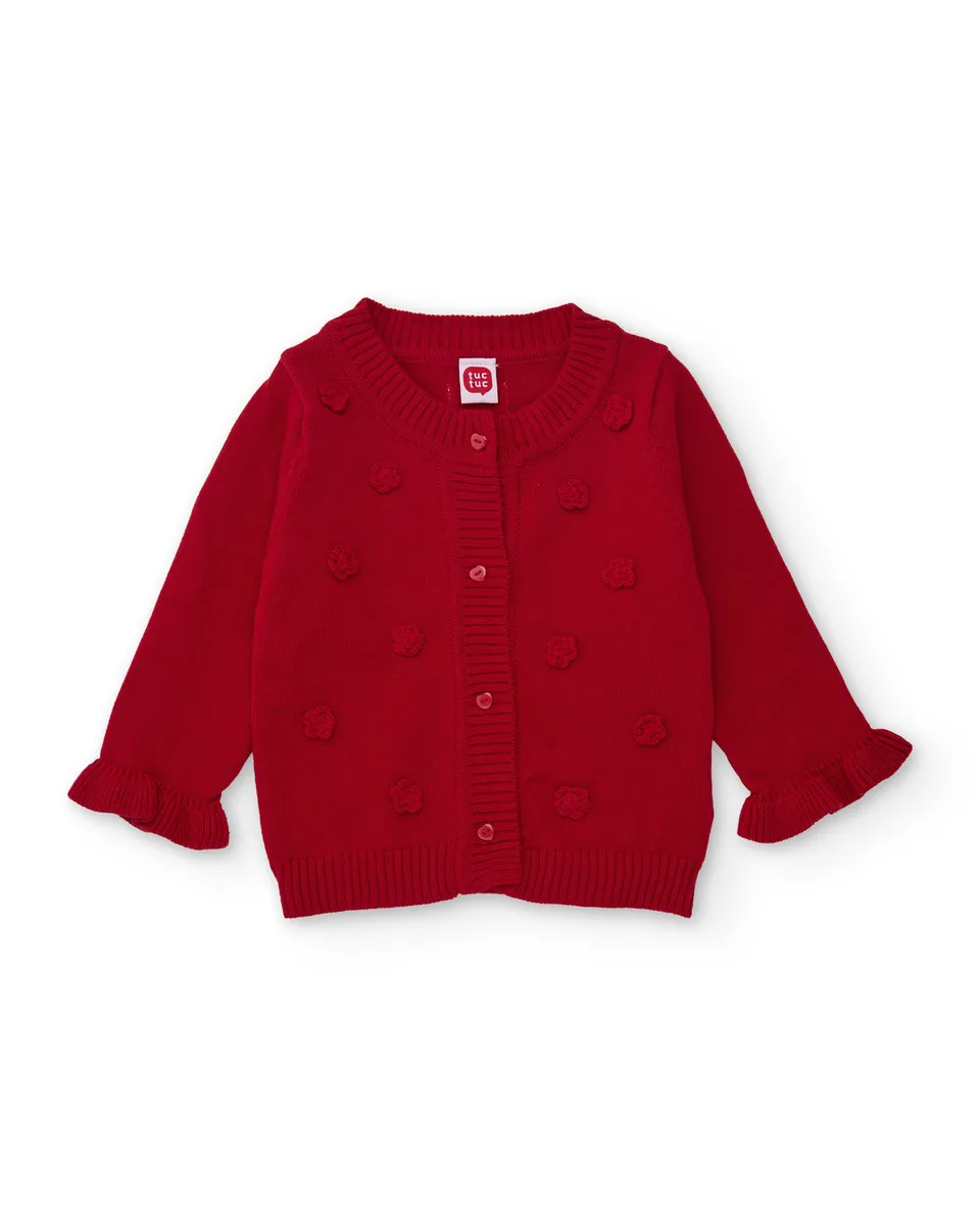Tuc Tuc Cardigan Neonata Rosso Maglia Fiori