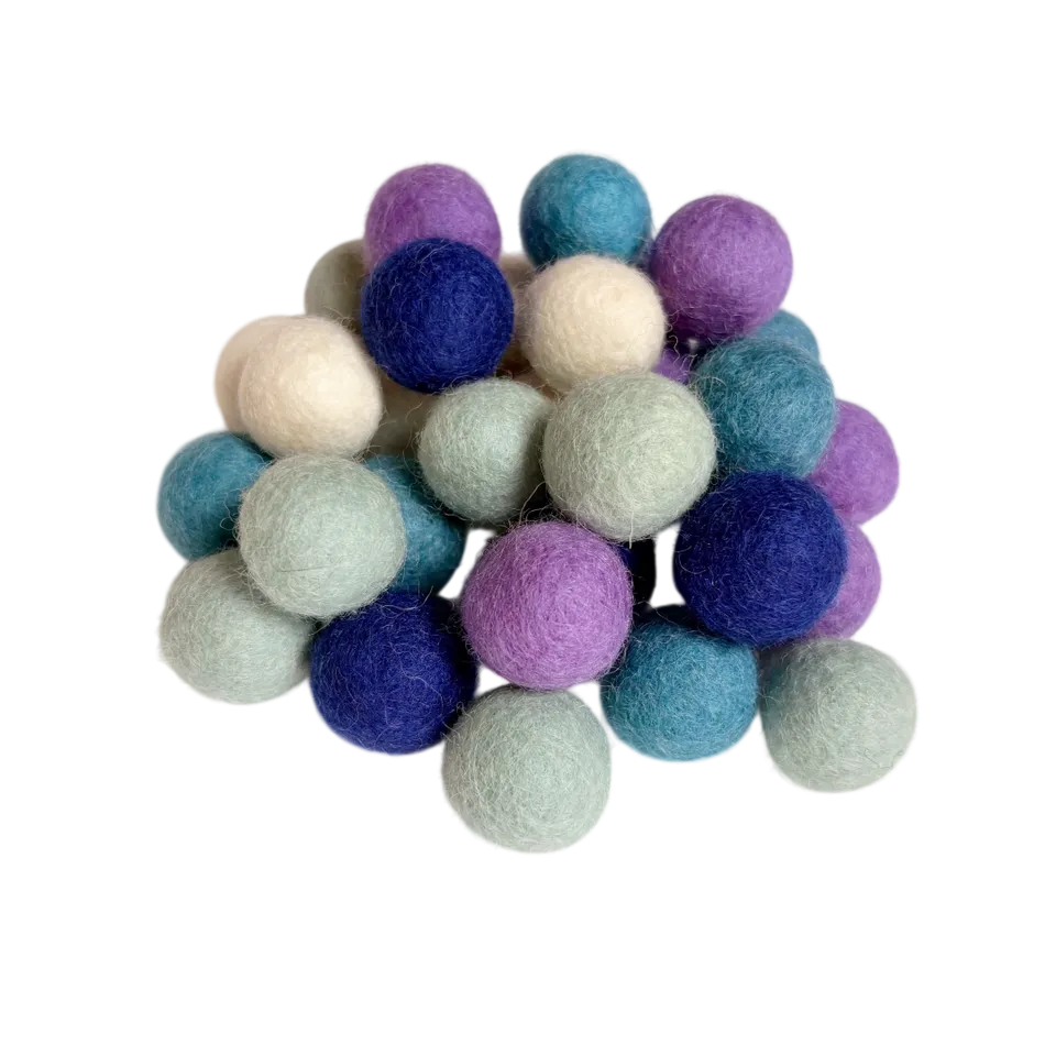 Palline feltro lana 2 cm decorazioni inverno 30 pezzi