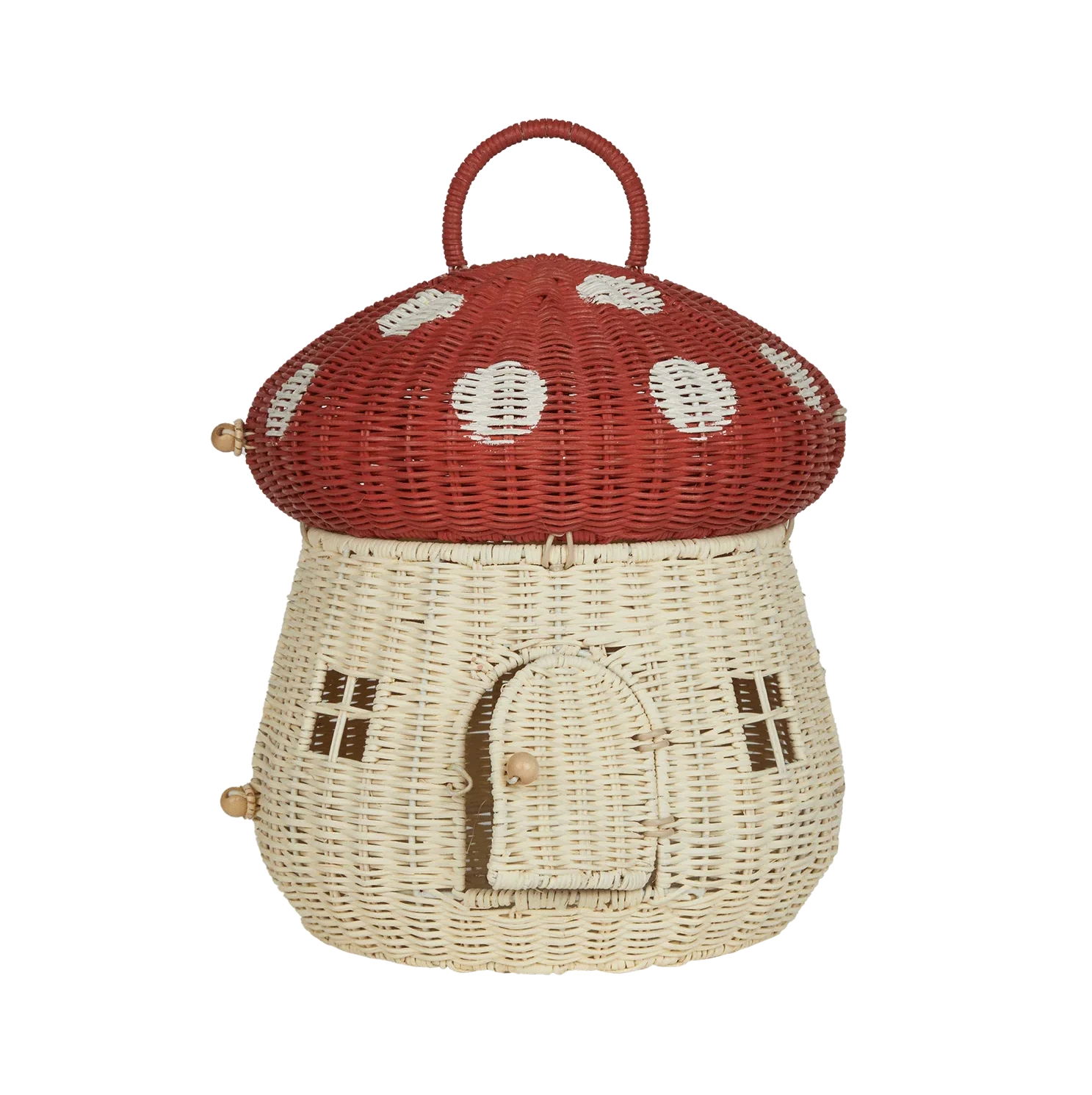 OlliElla Casa Fungo Red casa bambole rattan 30x34 cm