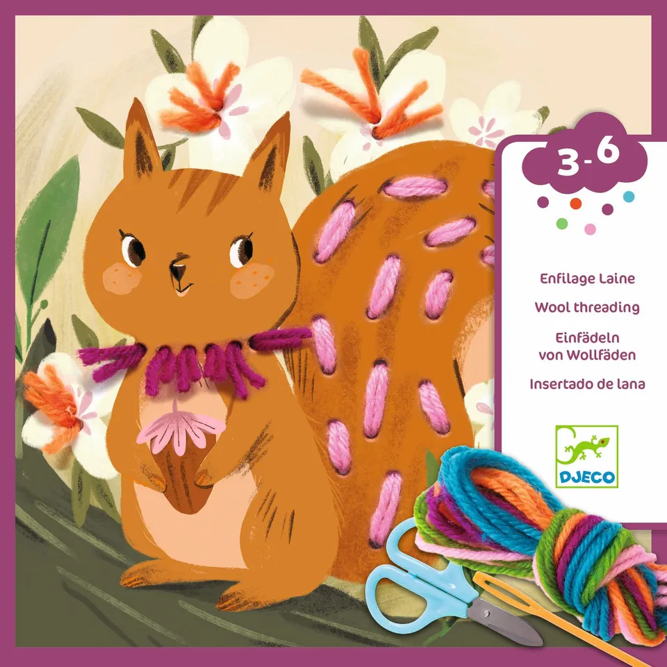 Djeco Primo ricamo kit ricamo bambini 4 quadri dai 3 anni