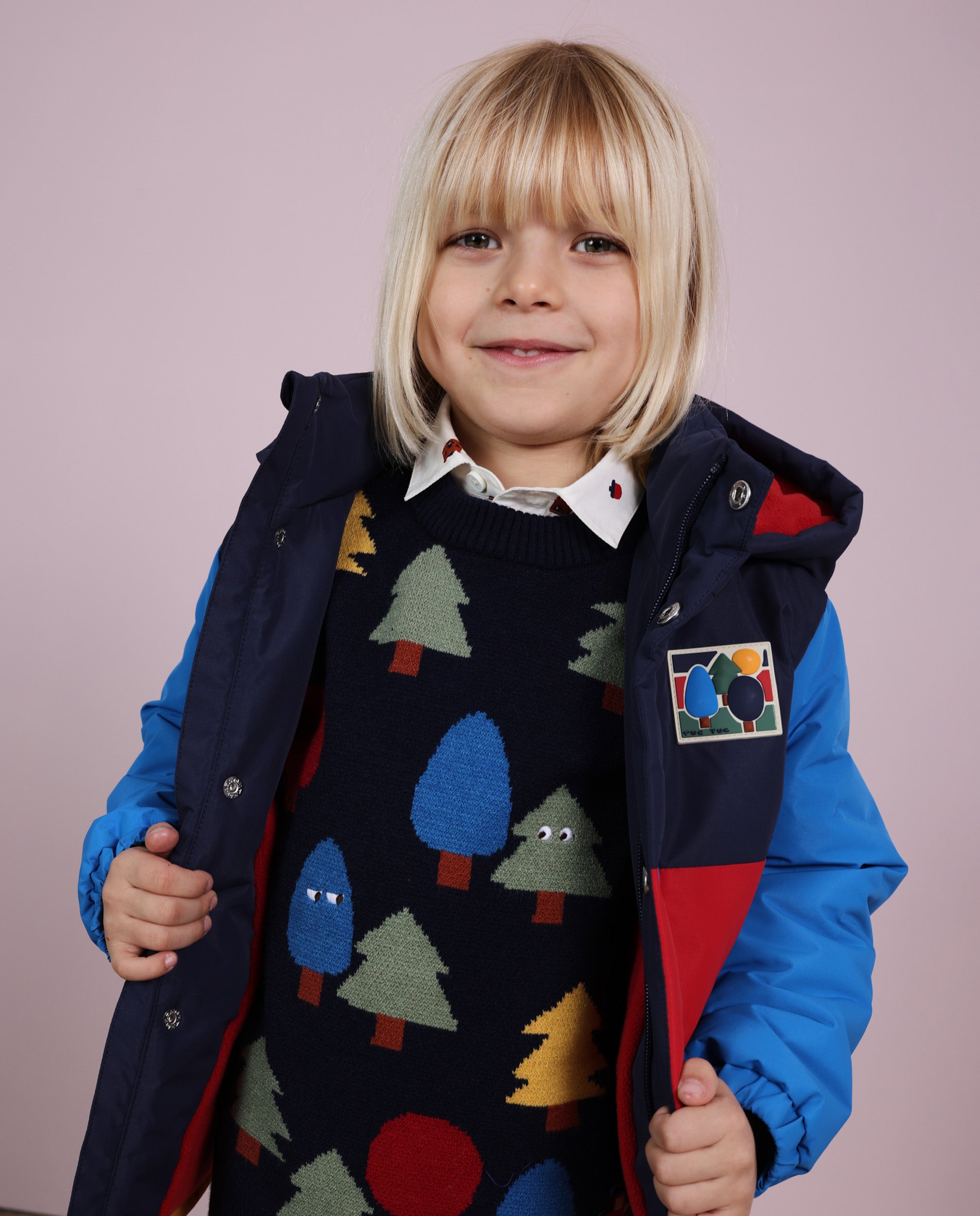 Tuc Tuc Good Wood maglione bimbo blu stampa alberi