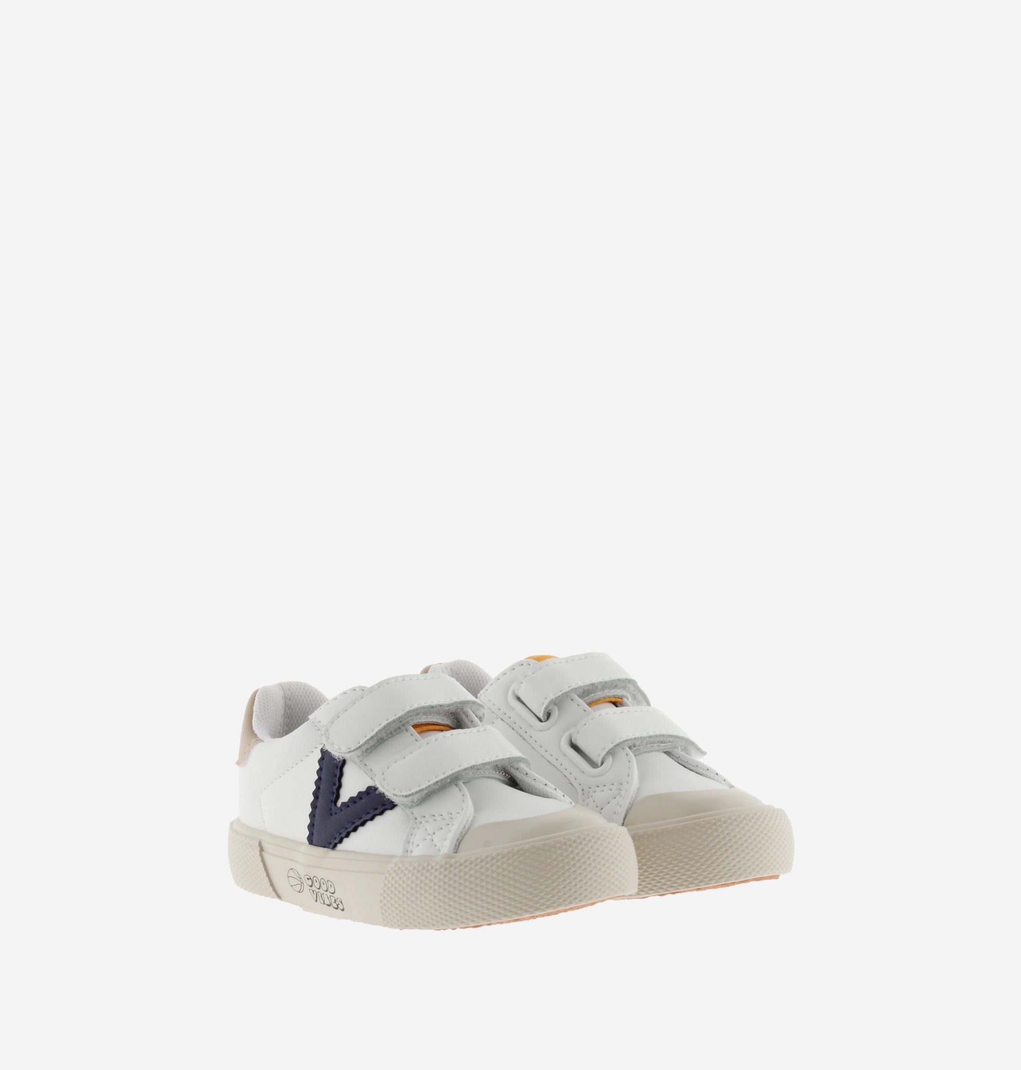 Victoria sneakers bianche V blu marino velcro bimba