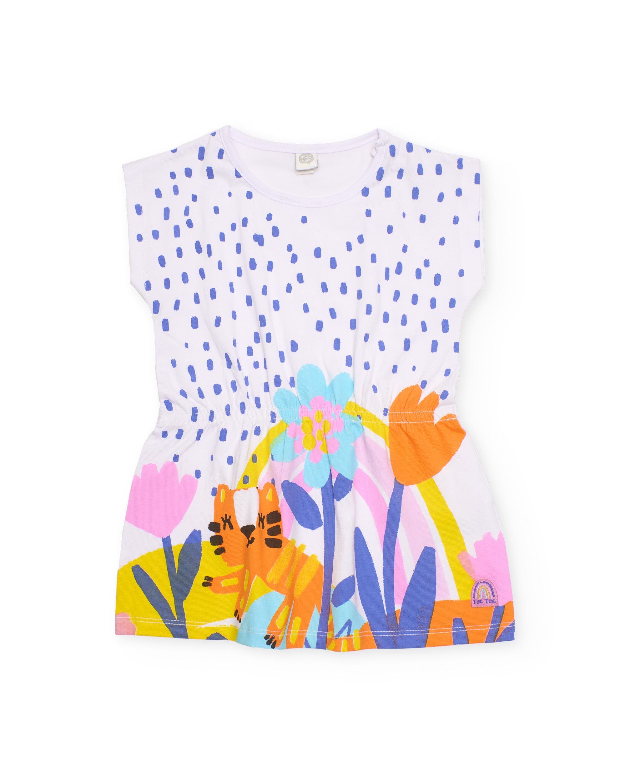 Tuc Tuc vestito bambina bianco con fiori vita elasticizzata