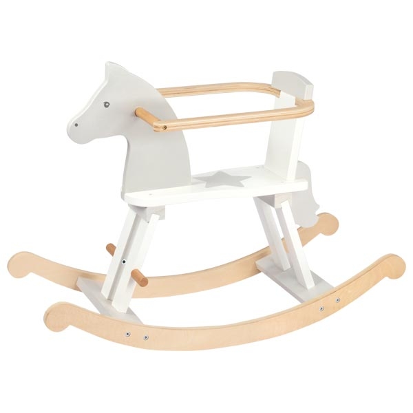 Goki cavallo a dondolo legno evolutivo 78 cm con schienale