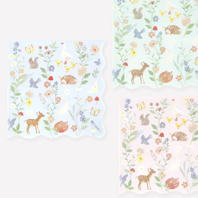 Meri Meri Little Animals set 16 tovaglioli carta 3 veli