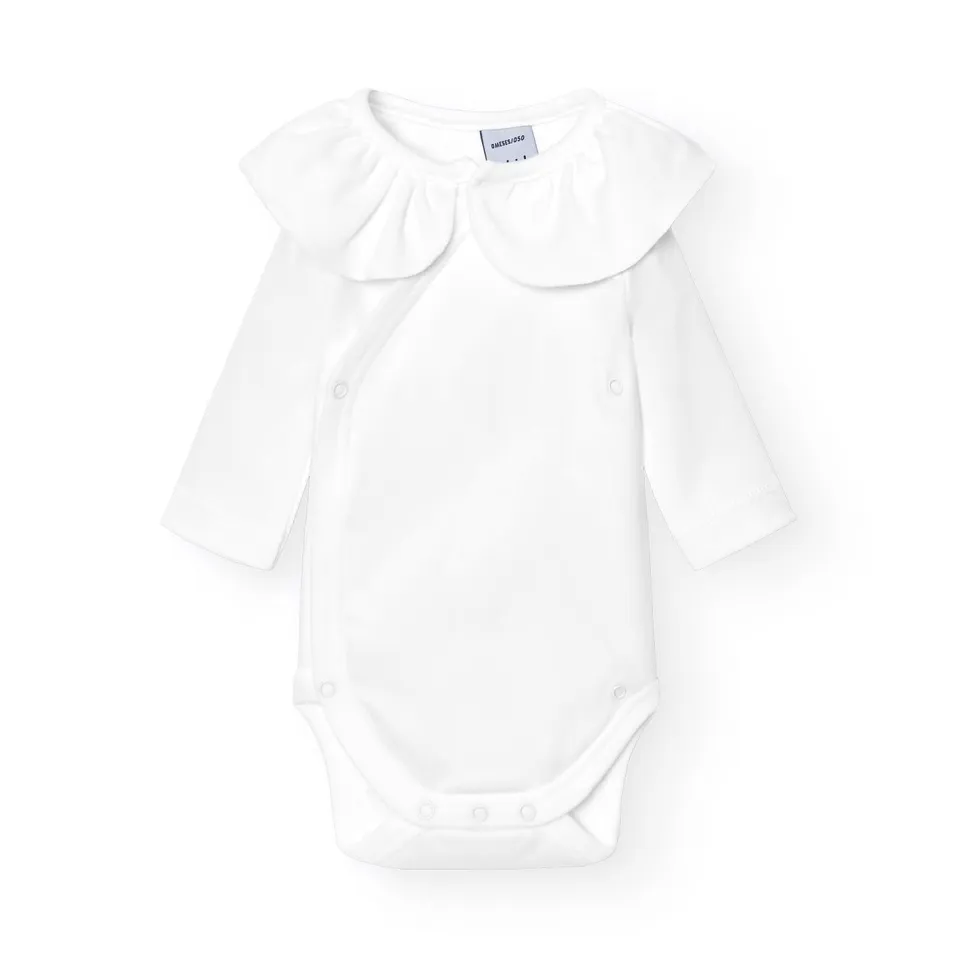 Babidu Body Incrociato Maniche Lunghe Cotone 6-9 Mesi Volant