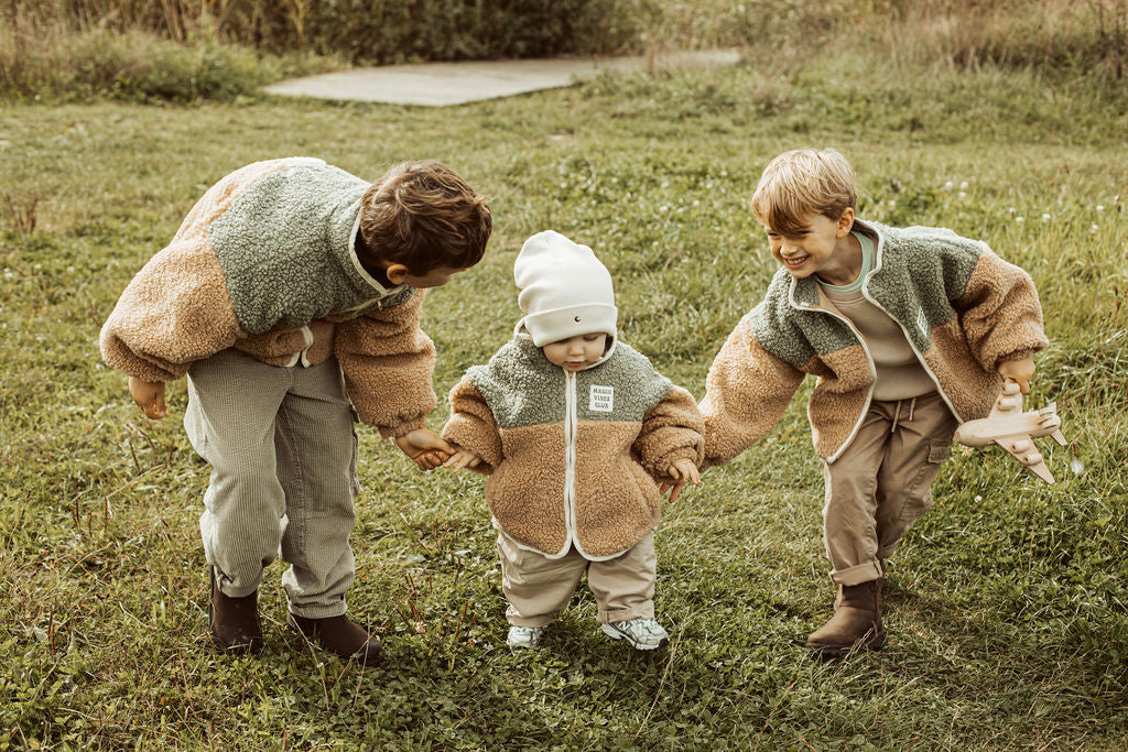 Ella and Rapha Sun Jacket giacca teddy verde salvia bimbi