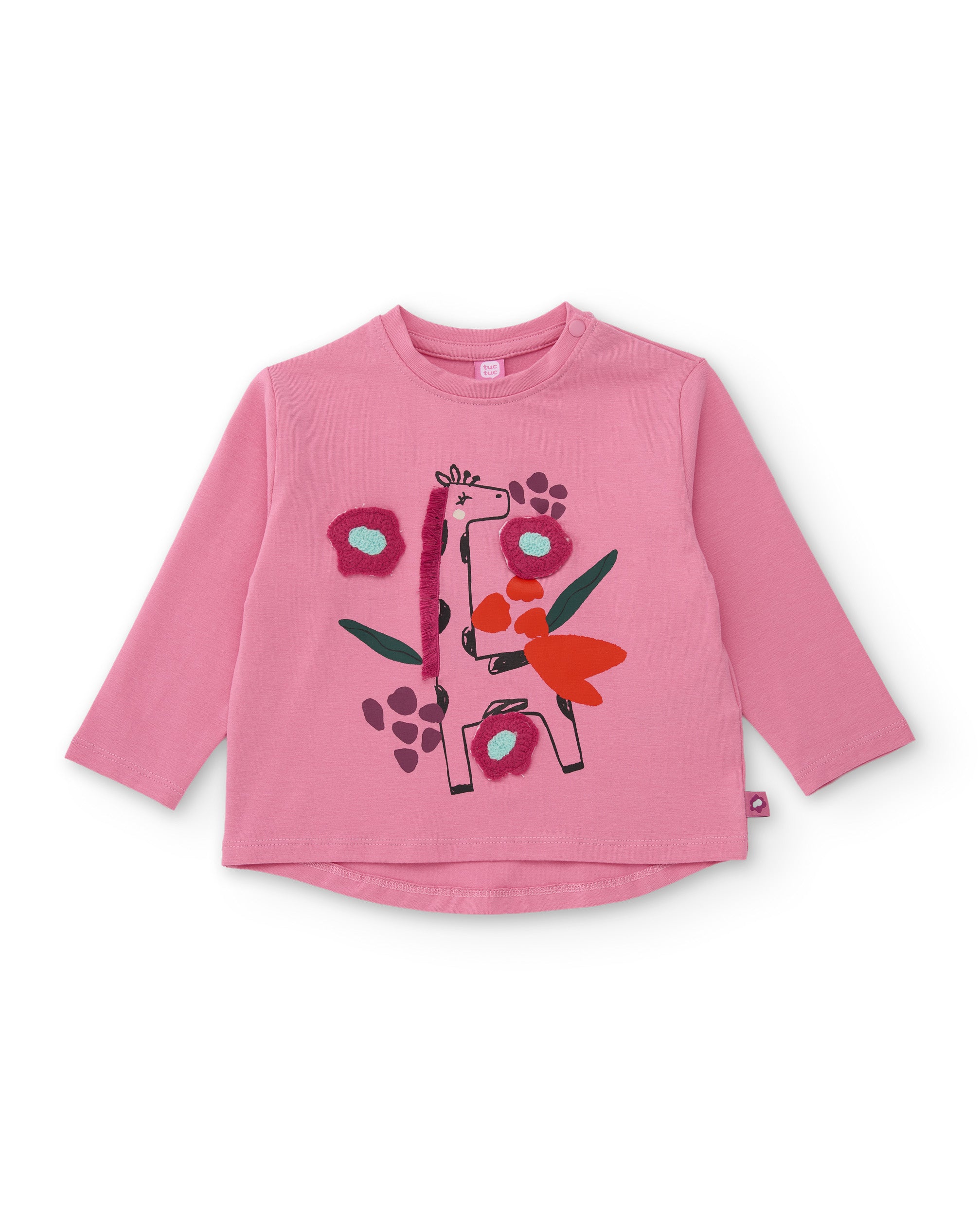 Tuc Tuc maglietta bimba rosa giraffa fiori