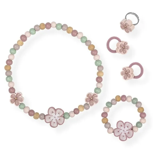 Little Dutch set gioielli legno bimba 5 pezzi fiori