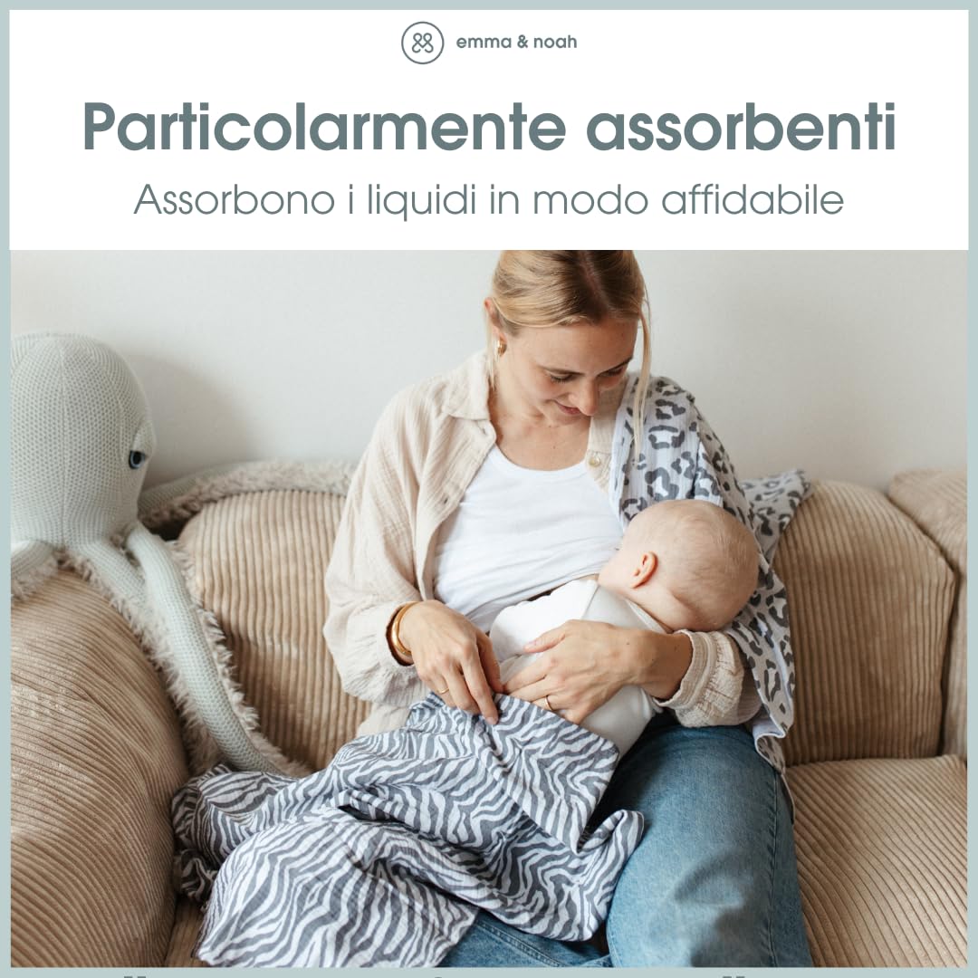 emma & noah Panni Neonato Cotone Bio 70x70 Pois Blu 2 Pz