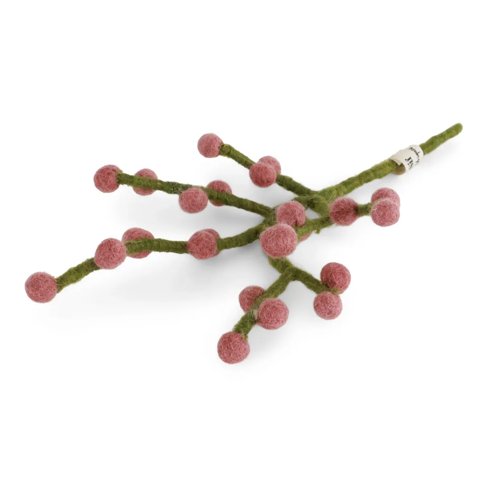 Gry & Sif Mini ramo bacche rosa decorazione lana 20 cm