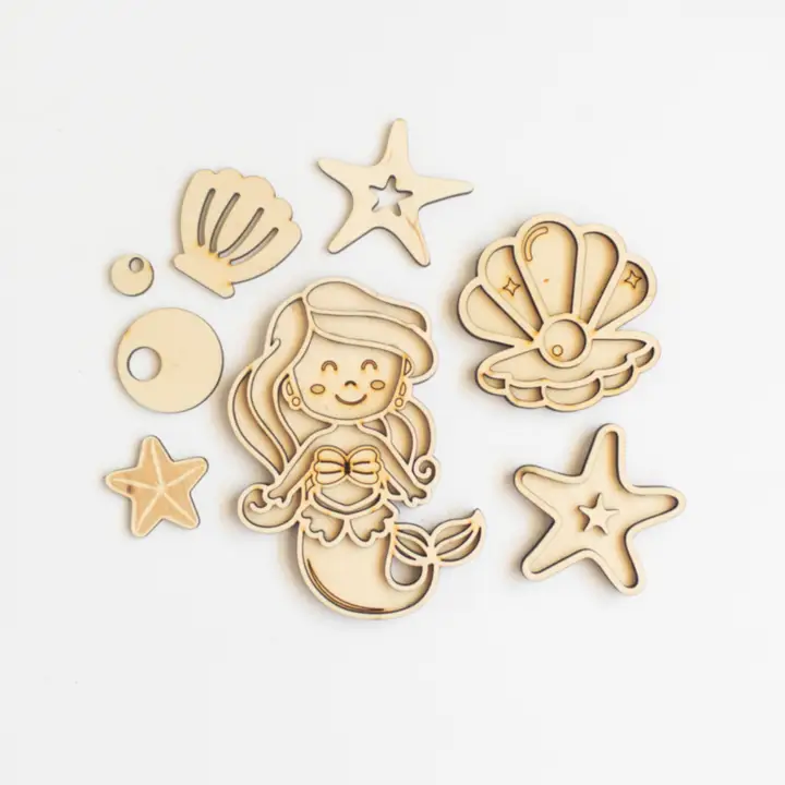Studio de Rijk Play Tray Mermaid vassoi legno set 3 pz 10 cm