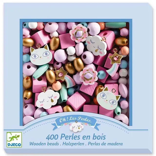 Djeco Rainbow kit perline legno 450 perle