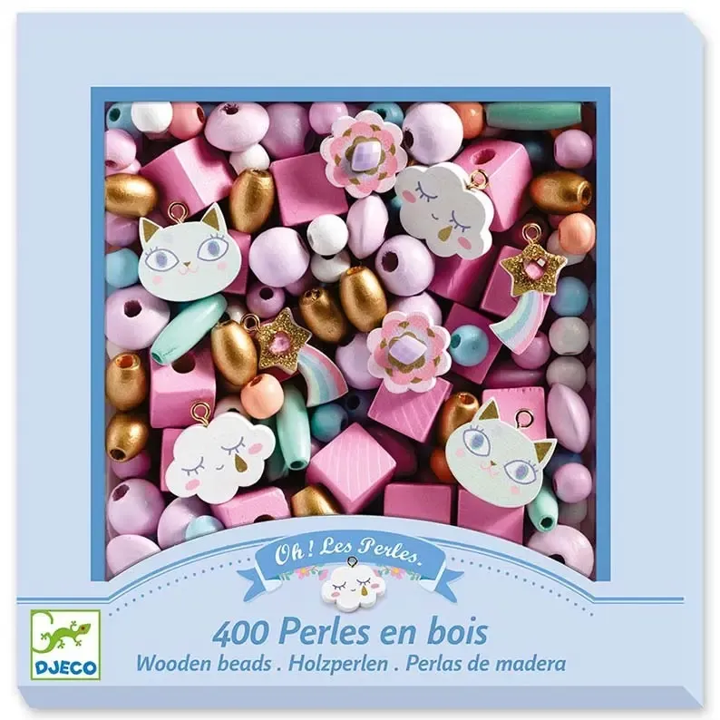 Djeco Rainbow kit perline legno 450 perle