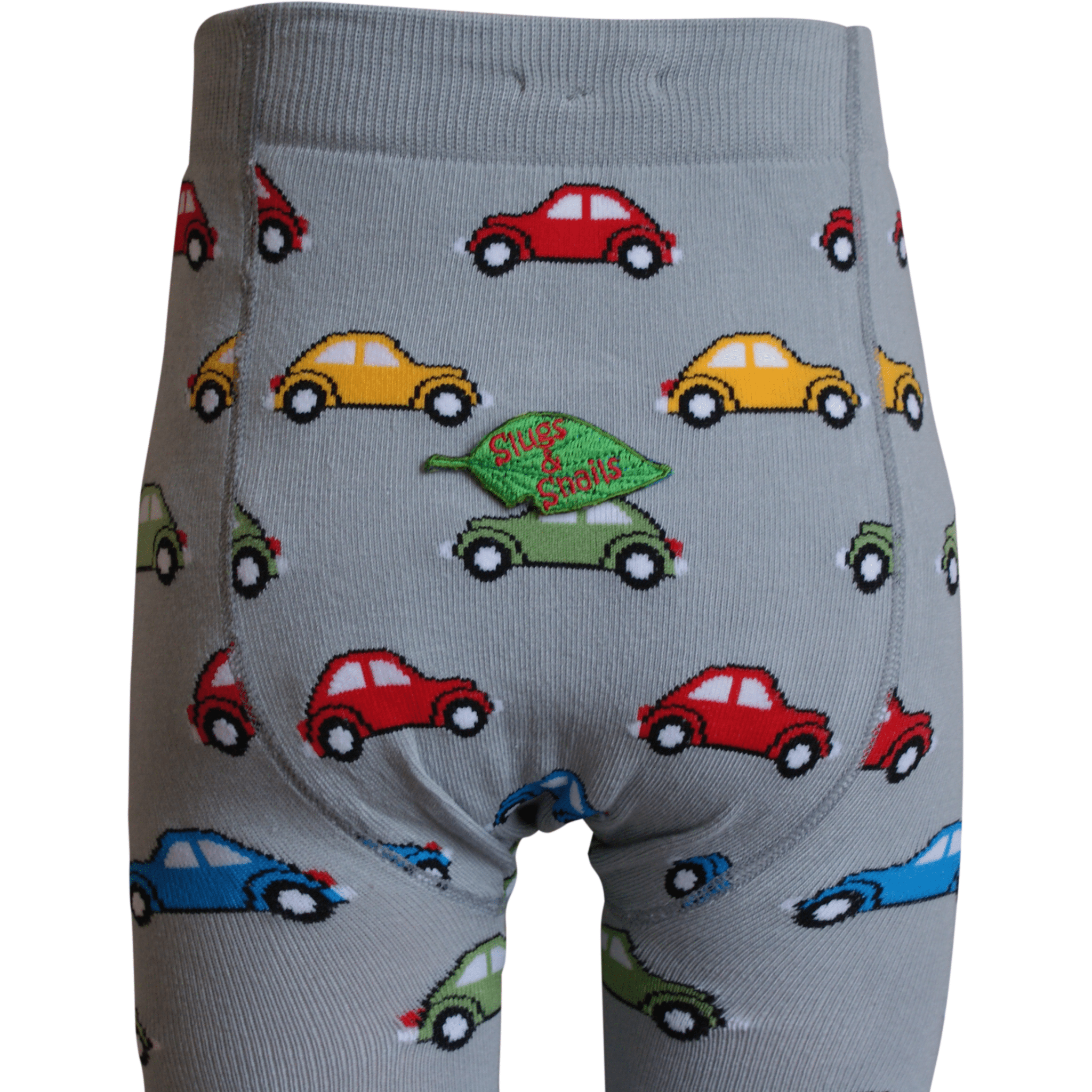 Slugs & Snails Bug Cars on Grey collant bimbi cotone organico